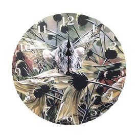 Sheila Wolk Crouching Flitty Tribal Naked Fairy Chameleon Fantasy Wall Clock