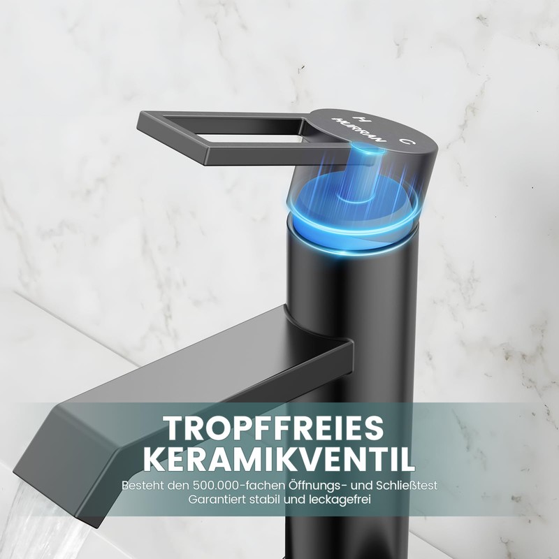 Hurran Bathroom Washbasin Tap, Matte Black, Washbasin Taps, Bathroom, Stainless