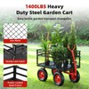 Steel Garden Wagon Cart, Heavy Duty 1400 lbs Capacity, with