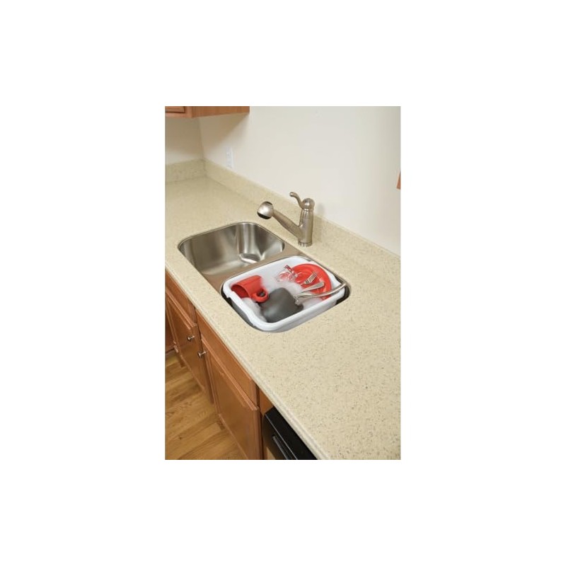 Rubbermaid 15" White Dishpan, 15.6 Qt, 15.23" x 12.46" x