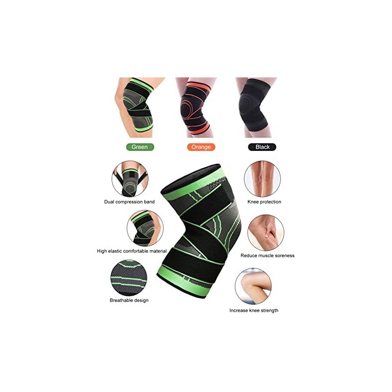 1 Rodillera Ajustable con Manga de compresión para Rodilla, Doble