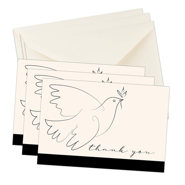Religious Funeral Thank You Cards - Bereavement Sympathy Acknowledgement - WITH ENVELOPES, Bulk Pack of 25 (Dove, 25)