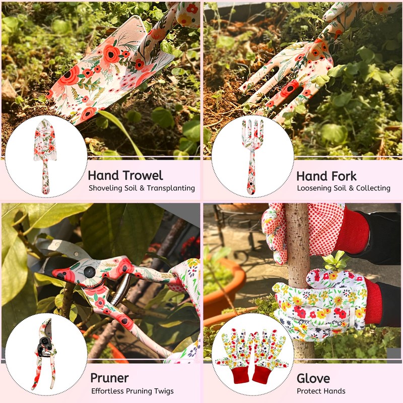 SNAIL GARDEN 7-Piece Gardening Set with Double-Sided Sun Hat &