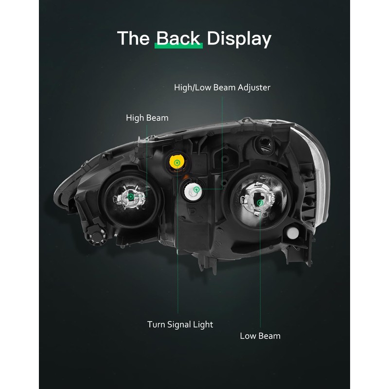 LSAILON Headlight Assembly Replacement Fit For Acura RSX 2002-2004 Black