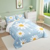 Homewish Daisy Comforter Set Twin Size White Flower Leaves Bedding