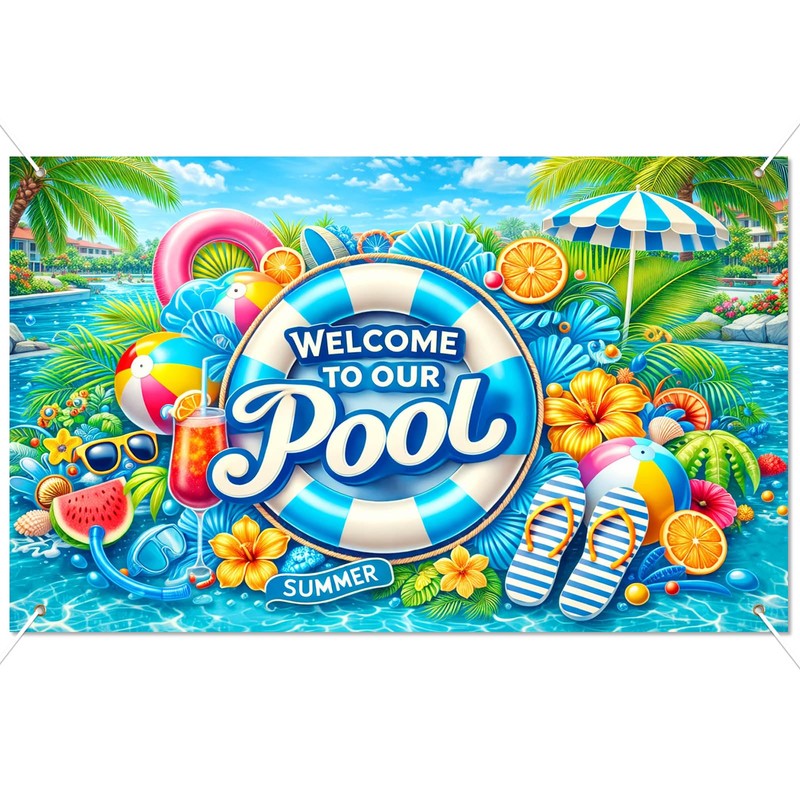 BlissYard Hello Summer Banner 71 x 43 Inches Welcome to