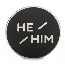 He Him Pronoun Brooch Button Non-Binary Badge Enamel Lapel Pin - NB Pride Genderqueer Gender Identity Pin (Silver)