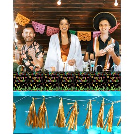 16 bolsas mexicanas para fiestas de cumpleaños, fiestas de cumpleaños, dulces con asas para decoraciones de cumpleaños con temática mexicana