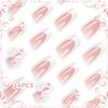 24 Pieces Press On Nails Medium Length Rhinestone Pink False