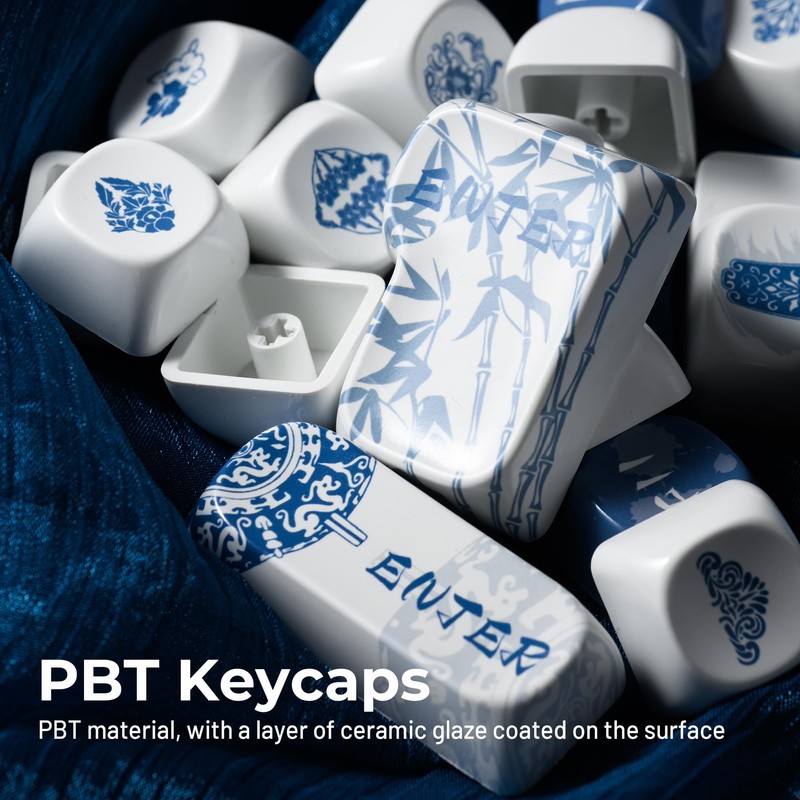 Hkfos XVX Ceramic-Like PBT Keycaps, MOA Keycap Sets Dye-Sublimation Keyboard