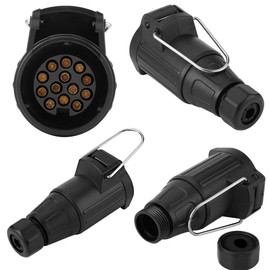 13 Pin Plug 12V 13 Pin Plastic Trailer Socket Wiring Harness Adapter for Caravan Tow Bar Black