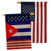 USA Decoration Stand with Cuba Burlap House Flag Pack Support