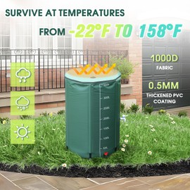 Moongiantgo 100 Gallon Collapsible Rain Barrel with Scale Line - 1000D PVC Portable Water Storage Tank - Rainwater Collection System with Filter Spigot Overflow Kit to Collect Rainwater from Gutter