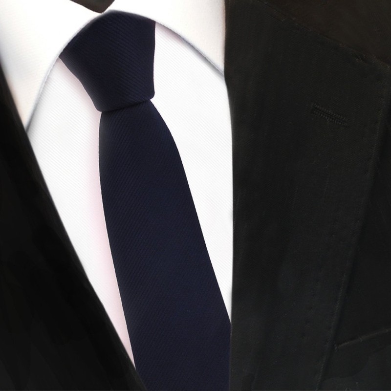 TigerTie - Slim Designer Tie in Plain Rips Patterned, Blue,