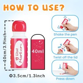 VEESA Washable Dot Markers, 12 Colors Dot Paints, Non Toxic Bingo Daubers for Toddlers 2-4, Paint Markers for Preschool Learning Activities