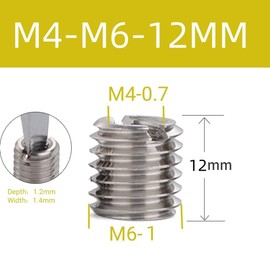Threaded Insert Reducing Nuts, M4 x 0.7, M6 x 1, 12 mm, Coarse M2-M16 Internal Thread and M4 - M20 Male Thread, 4-30 mm, Stainless Steel Repair Insert Nut, Thread Nuts, Conversion Kit, Pack of 10