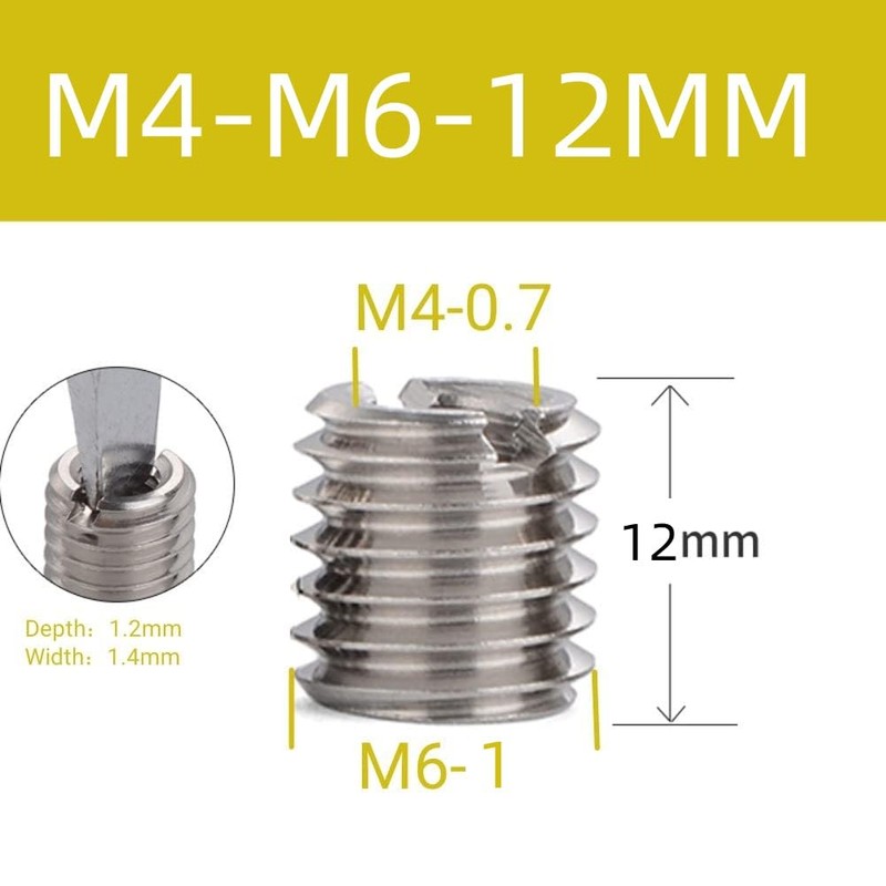 Threaded Insert Reducing Nuts, M4 x 0.7, M6 x 1,
