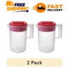 Rubbermaid, 1 Gallon, 2 Pack, Red, Plastic Simply Pour Pitcher