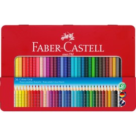 Faber-Castell Colour Grip 112413 Coloured Pencils Pack of 12 Metal Case, multicoloured