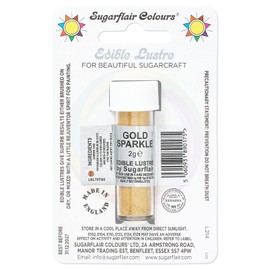 Sugarflair Gold Sparkle Edible Lustre Dust (E171 Free), Add a Lustrous Shine to Cakes or Decorations. Brush On or Add Rejuvenator to Create Eye-Catching Edible Paint- 2g