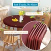 Rinpon Double Fitted Design PU Round Fitted Tablecloth, Anti-Tear Wipeable