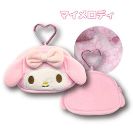 Hatayama Shoji 63202403 Mini Face Pouch with Carabiner My Melody H 3.1 x W 4.3 x D 1.2 inches (8 x 11 x 3 cm)