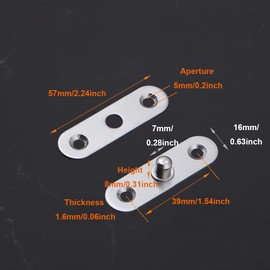 4PCS Door Hinges, 57mm x 16mm, 360 Degree Rotation Hidden Door Pivot Hinge for Inner Doors, Screens, Doors, Windows, Cabinets (Center Shaft)