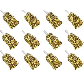 12PCS Cheerleading Pom Poms Metallic Foil Cheer Pom Poms with Baton Handle for Game Sports Party (Gold)
