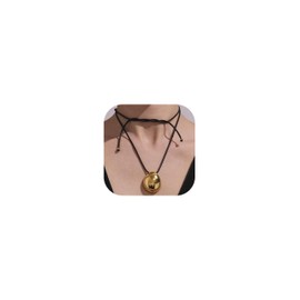 Frodete Gold Pendant Necklaces for Women Chunky Necklace Long Pendant Necklace Boho Cord Necklace Leather Jewelry Layered Statement Jewelry