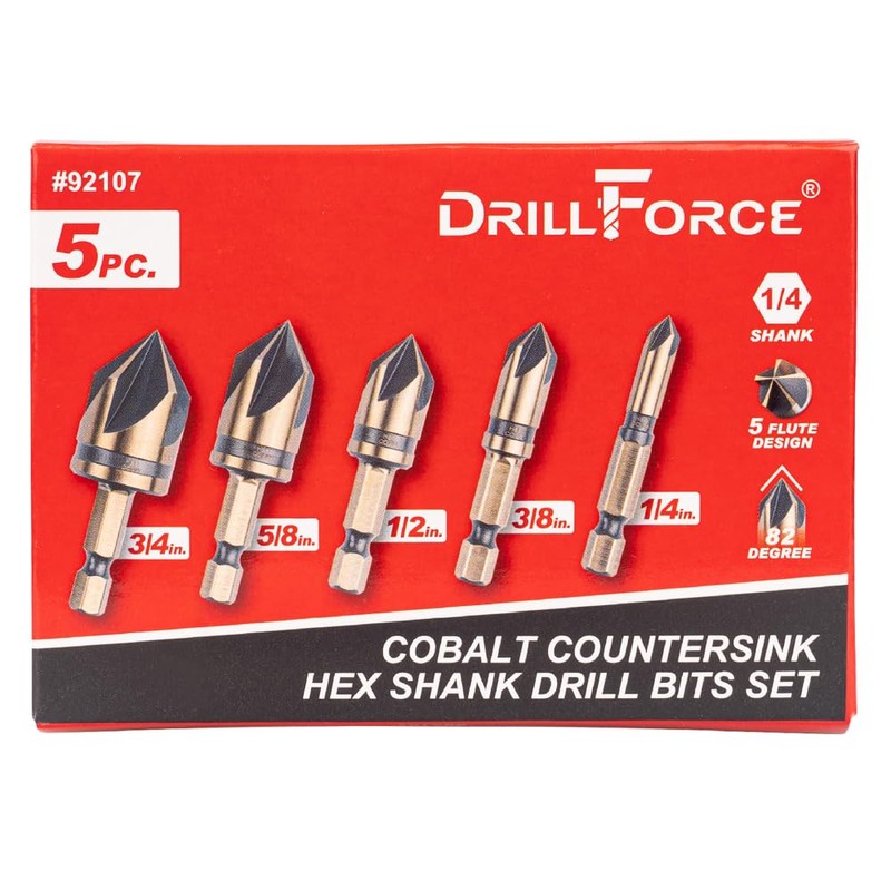 VALYRIANTOOL Cobalt Countersink Drill Bits Set(5PCS), M35 HSSCO 82 Degree