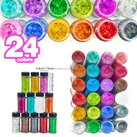 Glitter Mix for Candle Resin Slime Decoration Tax-Free color: Set1-24 mix colors/Laser Glitter