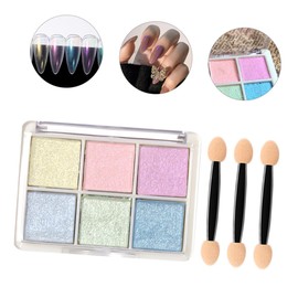 Healeved Luxury Gold Holographic Nail Pigment Powder 6 Solid Colors Nail Art Supplies for Diy Decorations