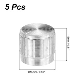 uxcell 5pcs Potentiometer Knob Knurled Shaft Silver Tone Aluminum 6mm Shaft Dia. Rotary Knob 15mmx13mm Volume Control Knob