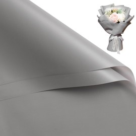WRAPAHOLIC 20 Sheets Flower Wrapping Paper - 22.4 x 22.4 inch Pure Light Grey Water-Resistant Floral Bouquet Wrapping Paper, Florist Supplies Packaging Paper for Wedding Birthday Gift DIY