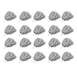 20 Pcs Metallic Cheerleading Pom Poms for Kids Fluffy Foil 12 Inch, Team Spirit Sports Dance Party (Silver)