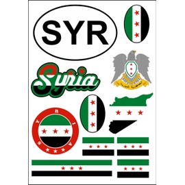 Daged Syria Old Flag Sticker, Pack of 11, Card Sticker Sheet, Car, Motorcycle, Biker Flag, Decoration AK