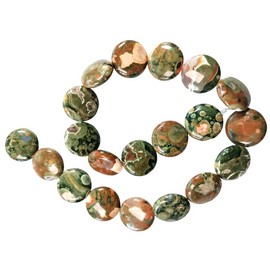 Unbranded Rhyolite 20mm Coin Beads 15.5" Str Rainforest Jasper Australia Free US Ship