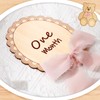 Threehoney 14 Pcs Wooden Monthly Baby Milestone with Ribbon Monthly
