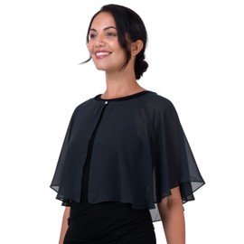 BlackButterfly Soft Wedding Shoulder Scarf Evening Transparent Chiffon Throw Cape Shoulder Scarf, midnight blue
