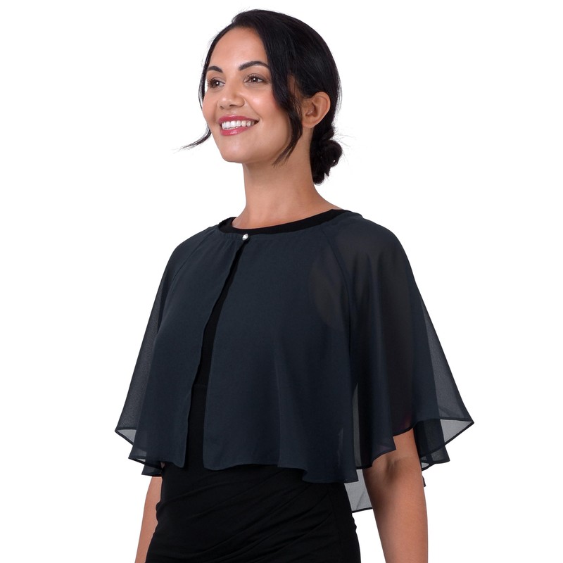 BlackButterfly Soft Wedding Shoulder Scarf Evening Transparent Chiffon Throw Cape