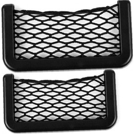 Bolsillo de red de coche para teléfono 2 piezas Organizador universal para smartphone de coche, bolsa de almacenamiento de malla adhesiva para interior de coche, accesorios para interior de coche