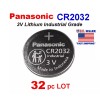 Panasonic 32 LOT Panasonic CR2032 Industrial Lithium Battery 3V 2032