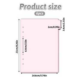 6 Pcs A5 Binder Dividers, 6 Holes Clear Binder Divider Index with Tabs Insertable Plastic Index Divider Sheets for Binders Notebook Journal Diary Memo Notepad (Pink)