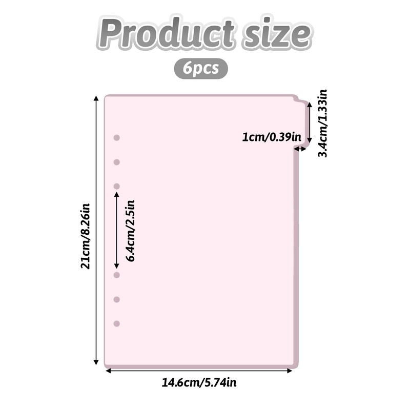 6 Pcs A5 Binder Dividers, 6 Holes Clear Binder Divider
