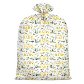 80"x60" Oversized Baby Shower Plastic Gift Bags Jumbo Gift Bag Extra Large Eucalyptus Leaves Design Holiday Gender Reveal Party Favors Oh Baby Strollers