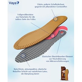 Vaya Medical Supporto Orthopaedic Insoles for Men and Women with Kink Foot Valgus Insoles with Supination for Shoes Shoe Insoles 1 Pair Sheepskin Brown 40