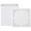 Patterned Paper Coasters "Silver Flower Frame" Square Round 100 Count
