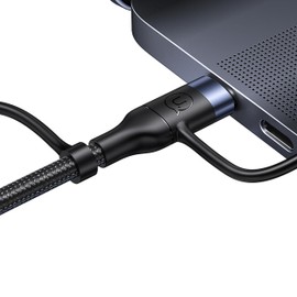 P4Y US-SJ547 kompatibel mit Lightning+TypeC+MicroUSB kabel zu USB-C Schnellladung 60W PD 480 Mbps 1.2m grün