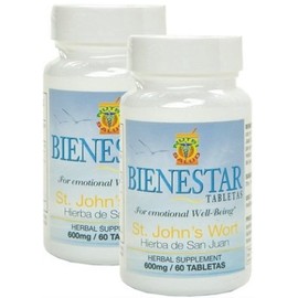 Hierba de San Juan en tabletas. Set de 2 frascos con 60 tabletas c/u. Producto herbolario Natural, ayuda a Promover en la Persona un estado de alegría y entusiasmo.