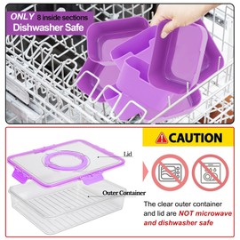 shopwithgreen 2Pcs Snackle Box Container, Divided Serving Tray with Lid and Handle, Snack Box Container Food Platter Charcuterie for Party, Veggies, Snack, Fruit, Nuts, Entertaining, Picnic,Purple